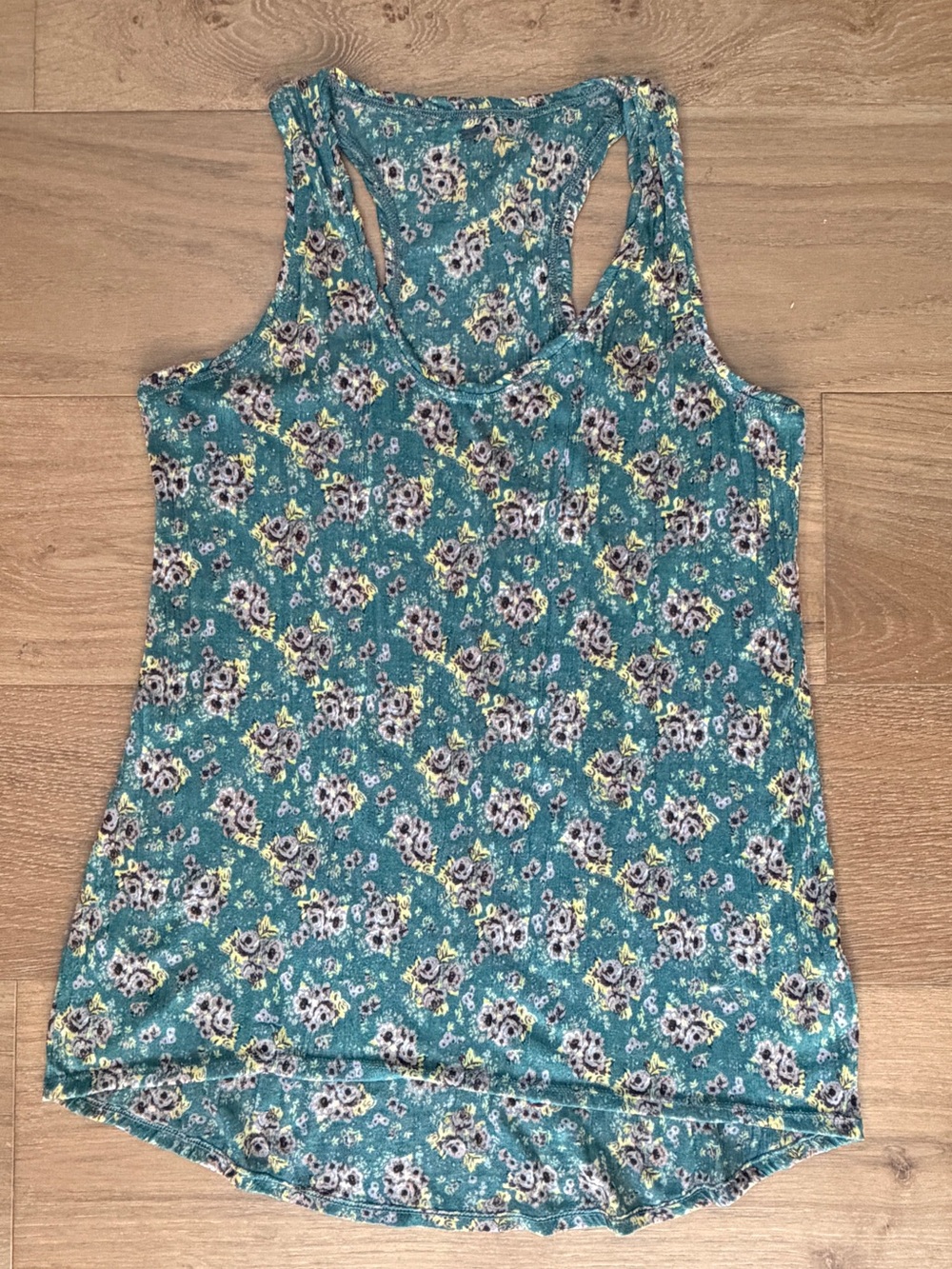 Free People Ditsy Floral Racerback Tank Top Green Floral Cottagecore Wms Small